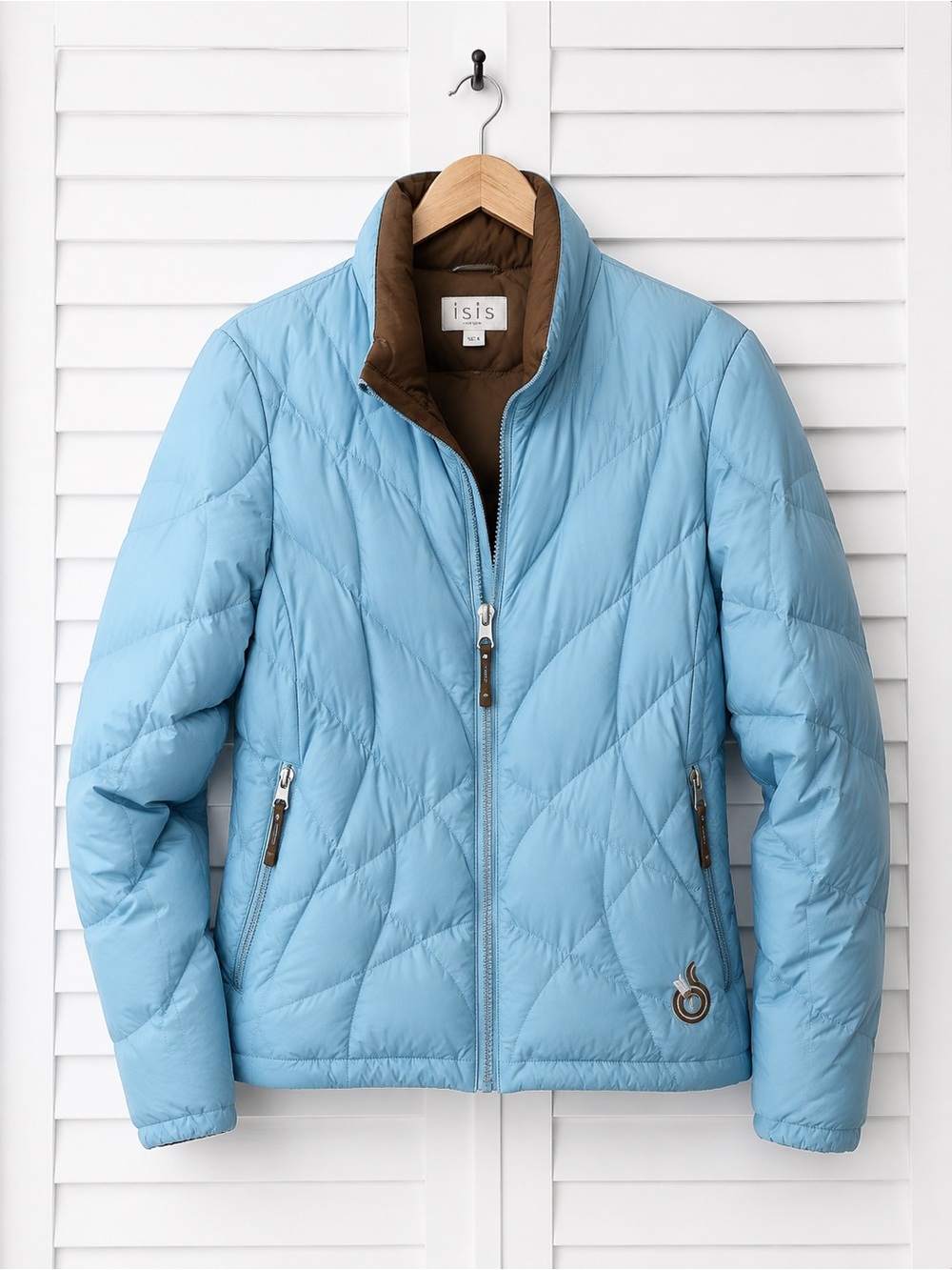 Isis Aqua Blue Quilted Puffer Jacket Women’s Size 4 Zip Winter Coat Cozy